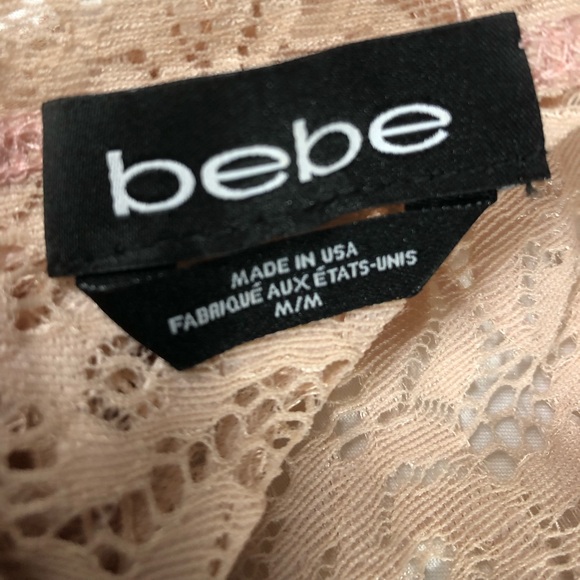 Bebe Vintage Eyelet Mini Dress Med Rose Pink Sheer Knit Made In USA Ally McBeal - Picture 2 of 13